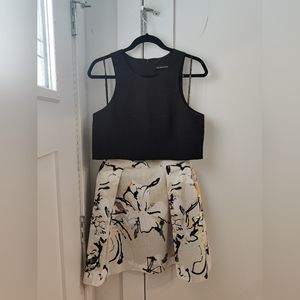 Black halo Sanibel two piece dress set floral pattern